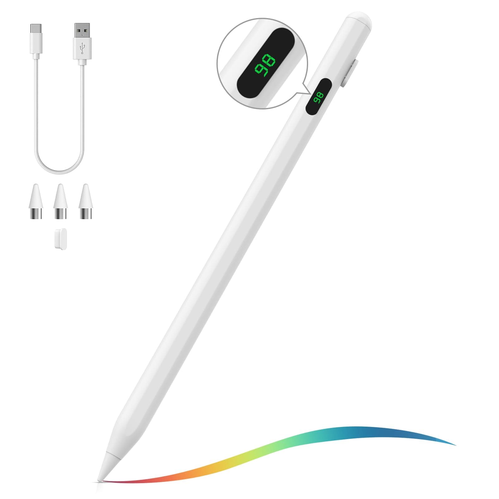 Stylus Pen for Touch Screen, Active Universal Stylus Pen Compatible with iPad/iPhone/Samsung/Lenovo/Xiaomi and Other iOS/Android Smartphone and Tablet Devices, White
