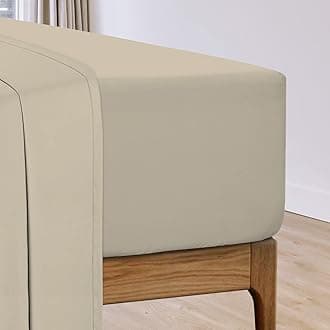 PizunaCotton Simply Taupe Fitted Sheets King Size 1 Pc Only, 100% Long Staple Cotton Percale King Size Fitted Sheets 150x200, Plain Weave 40 cm Deep Pocket Sheet