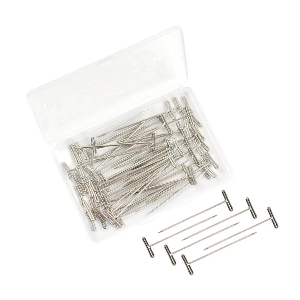 50 Pcs Straight T Pins for Blocking Knitting Sewing Modelling Wig Making and Crafts (2 Inch)