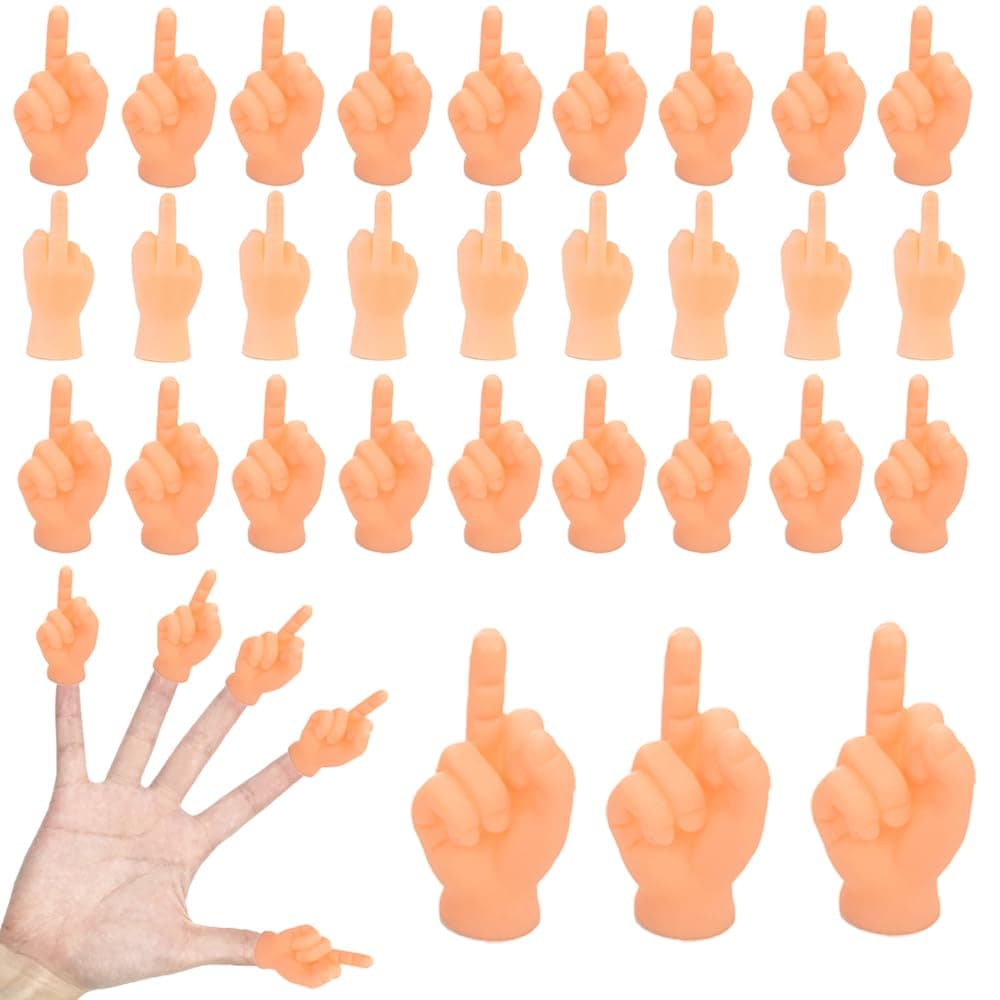 30 PCS Tiny Middle Finger Puppet, Miniature Small Hands, Mini Finger Hands Funny Hand Puppet for Game, Fun and Realistic Design Party Favors for Adults Kids