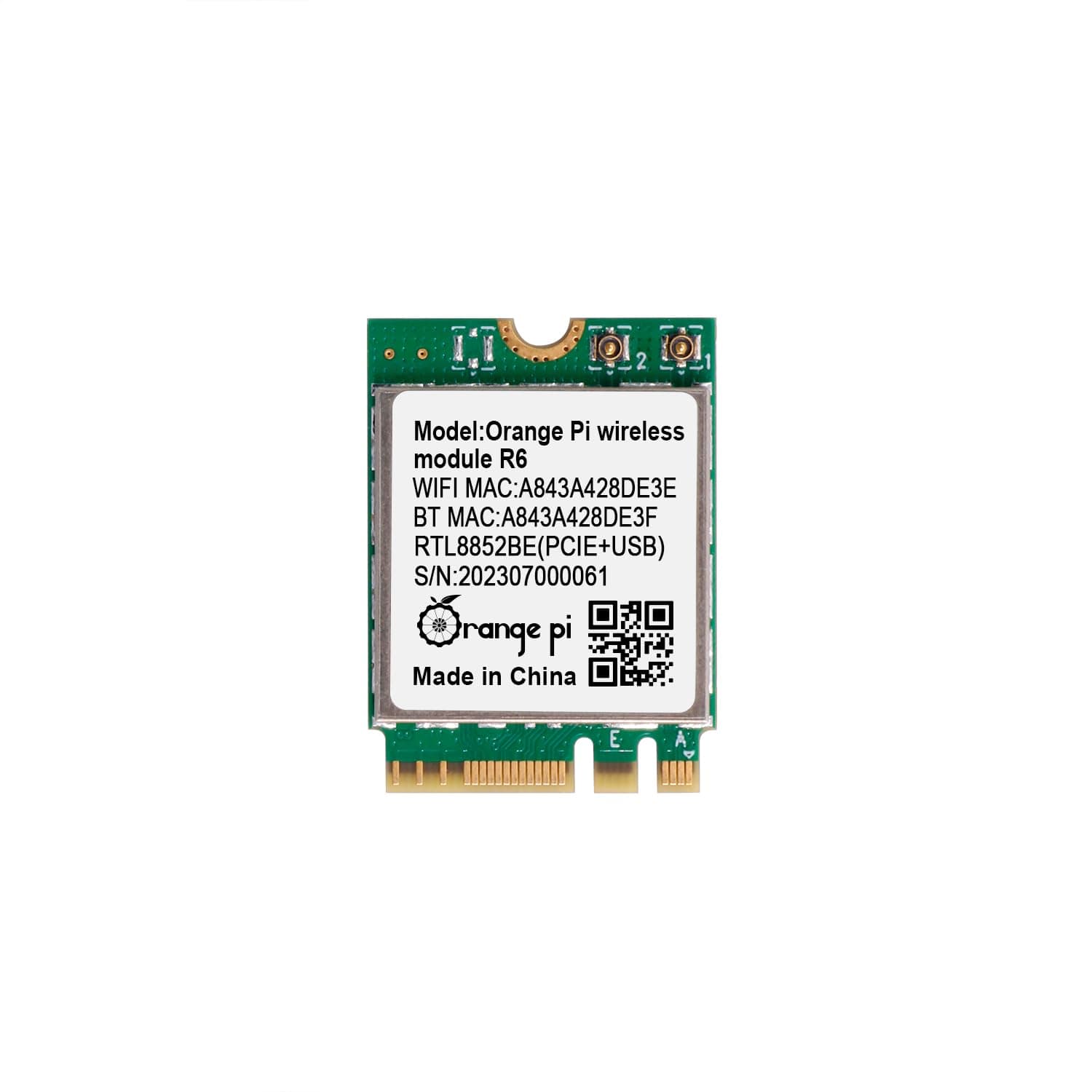 Orange Pi 5 Plus WiFi 6 Module Wireless Card 1201Mbps PCIe Wi-Fi6+BT5.2, Wireless Module R6 Support WiFi Bluetooth Compatible with Orange Pi 5 Plus Singble Board Computers