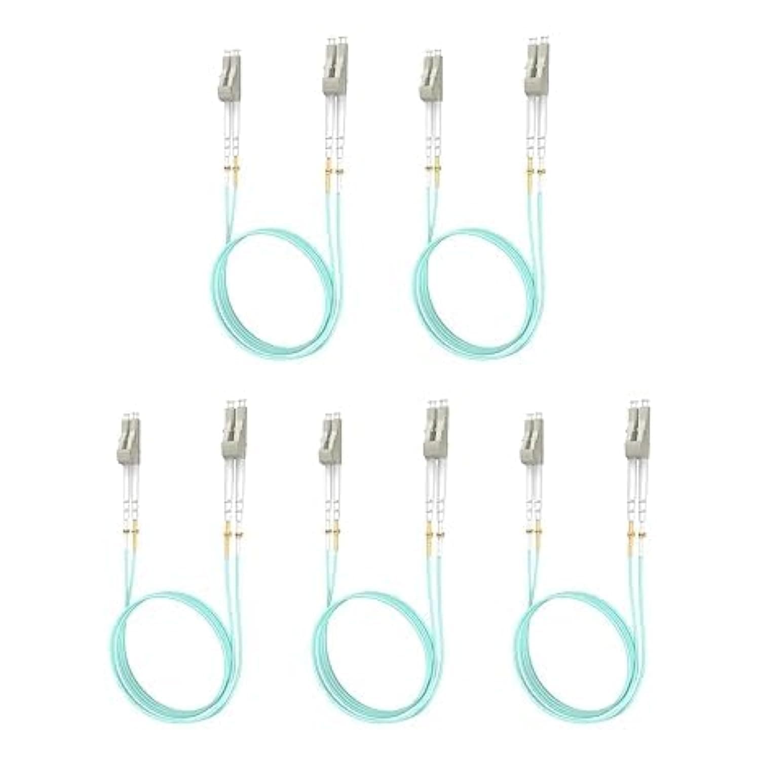 Yonwide OM3 Lc to Lc Fiber Patch Cable - 5 Pack, 1m (3ft), OM3 Multimode, 10Gb Multi Mode, Aqua MM Fiber