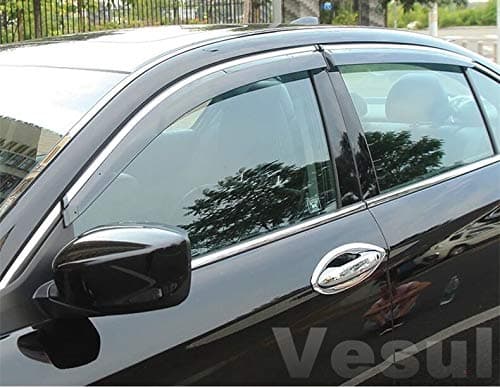 Vesul Outside Mount Tape-on Polycarbonate Rain Guards Window Visors Fit for Honda Accord 2018-2021 Window Wind Deflector Shield Cover Sun Ventshade with 304 Stainless Steel Trim