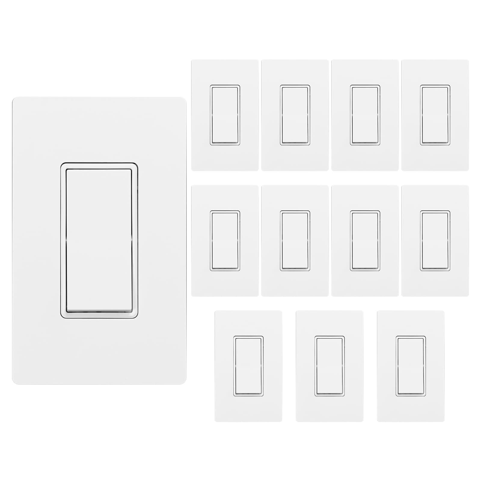 [12 Pack] Single Pole Light Switch, Non-intelligent