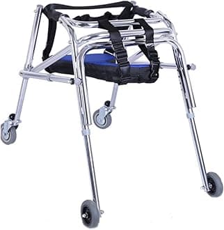 Folding Walker for Kids with Wheels,Aluminum Alloy Height Adjustable Walker, Lightweight Posterior Rollator Walker,Anti-Backward Size Kids Walker for Disabled Injured Rehabilitation Training