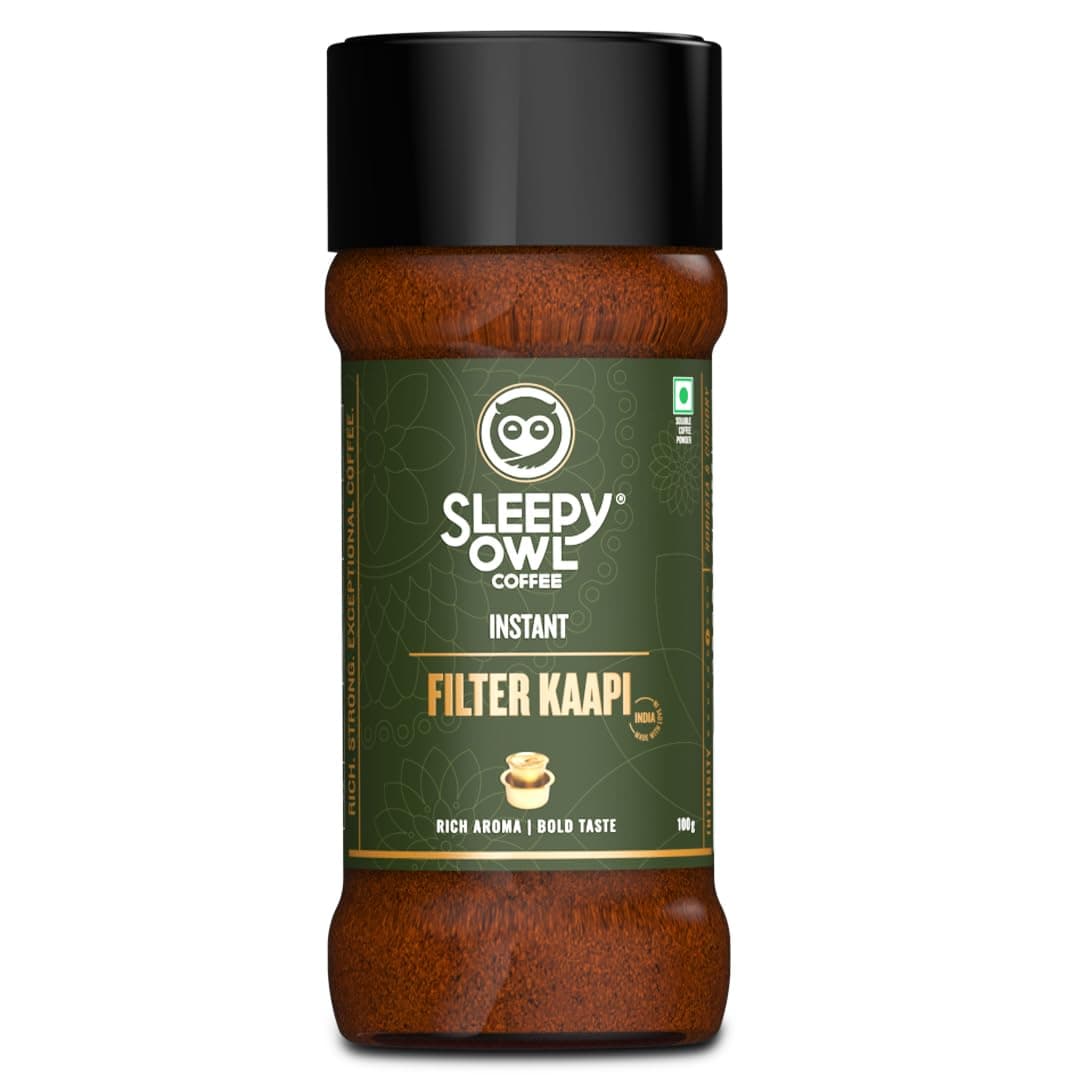 Sleepy Owl 100g Filter Kaapi Premium Instant Coffee | Authentic Robusta & Chicory Blend | Filter Coffee Powder | Have It Milky & Frothy | Makes 50 Cups | Ready in Seconds