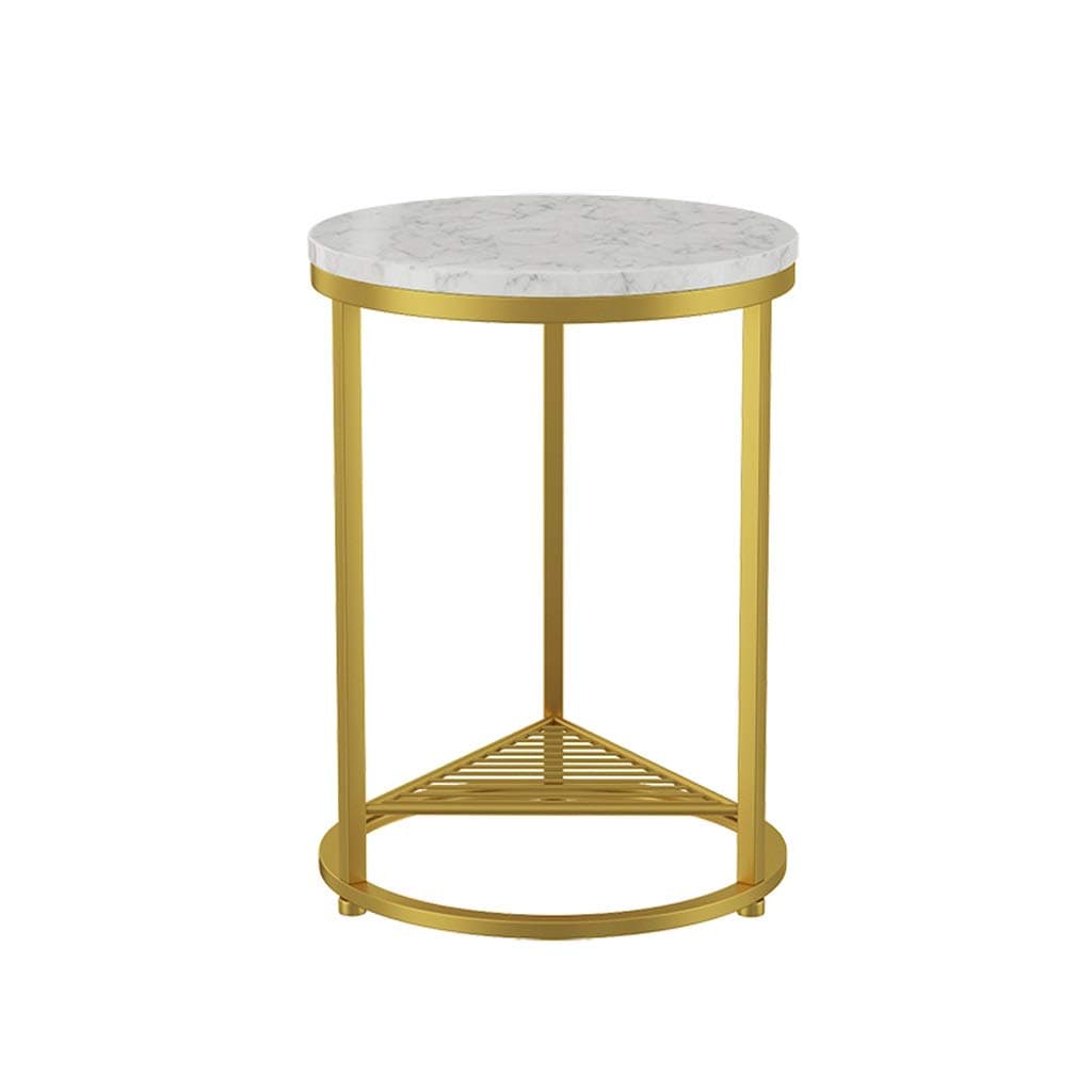 YBYB Coffee Table end Table Nordic Simple Wrought Iron Marble Coffee Table Side Sofa Living Room Golden End Table Creative Round Tea Table (Color : White Gold)