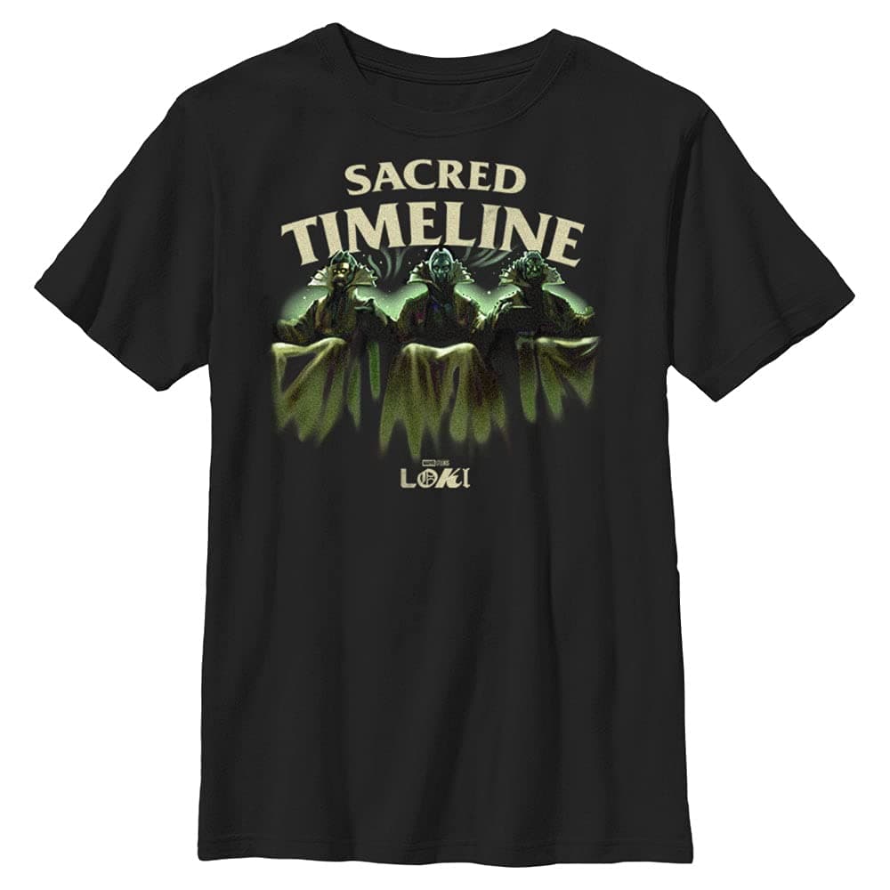 MarvelLoki (TV Show) Proper Flow of Time Boy's Solid Crew Tee, Black, Large