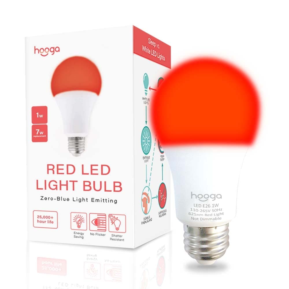 Sleep Light Bulb, Blue Light Blocking Red Night Light. 625nm Red Bulb for Healthy Sleep. Baby Nursery Light. 1W LED, 7W Replacement Single