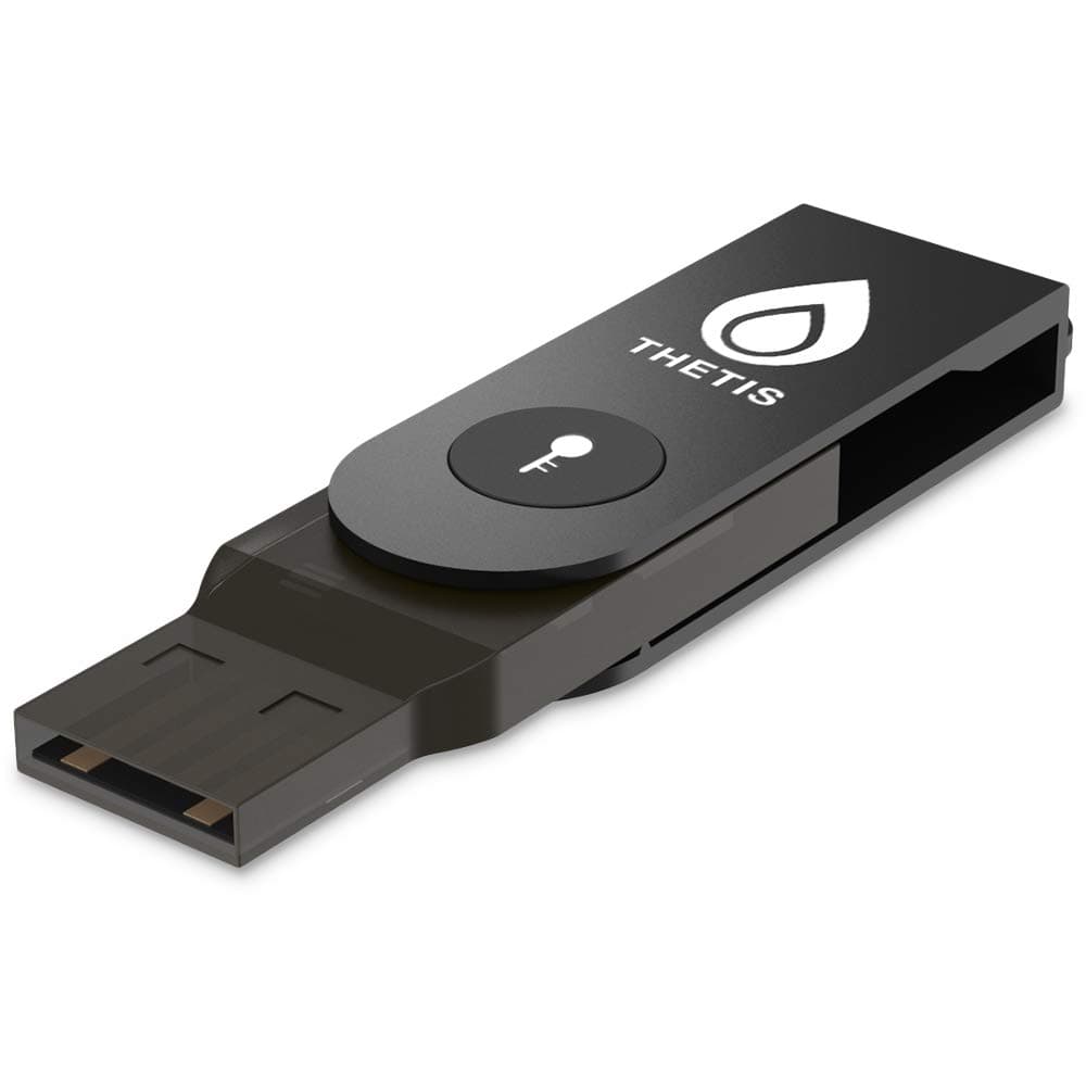 Thetis FIDO2 Security Key, [Aluminum Folding Design] Universal Two Factor Authentication USB (Type A) for Extra Protection in Windows/Linux/Mac OS, Gmail,Facebook,Dropbox,SalesForce,GitHub - Black
