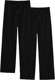 Men's 100% Cotton Pajama Bottoms Stretch Waist Soft Drawstring Sleep Lounge Pj Pants with Pockets