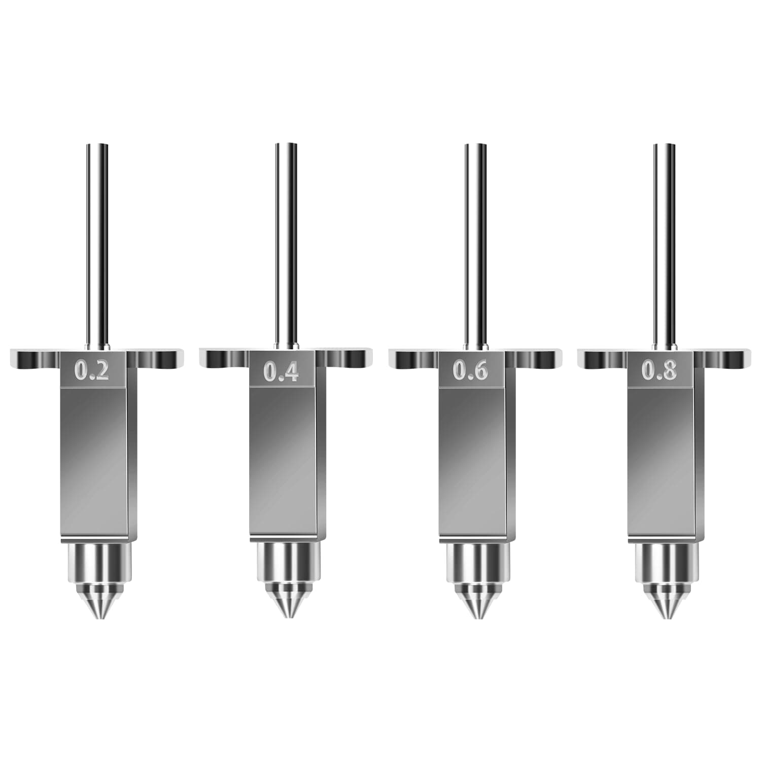 SV08 Nozzles and Heat Block Kit Includes 0.2mm*1pc/0.4mm*1pc/0.6mm*1pcs/0.8mm*1pc for Sovol SV08/T300 4pcs in Total