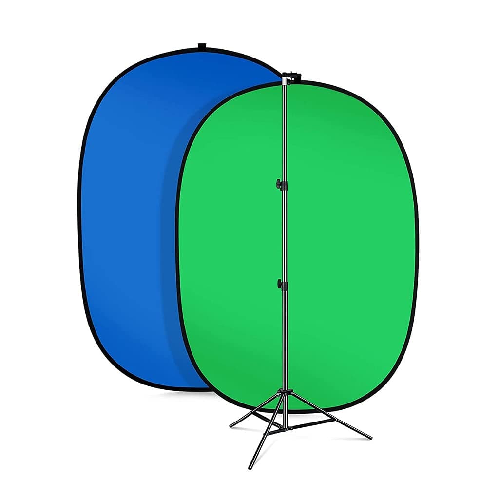 Green backdrop background Blabk Screen Backdrop Panel with Stand, Collapsible Double-Sided Black-White 2-in-1 Easy-to-fold Chromakey Background for YouTube Video Studio Party