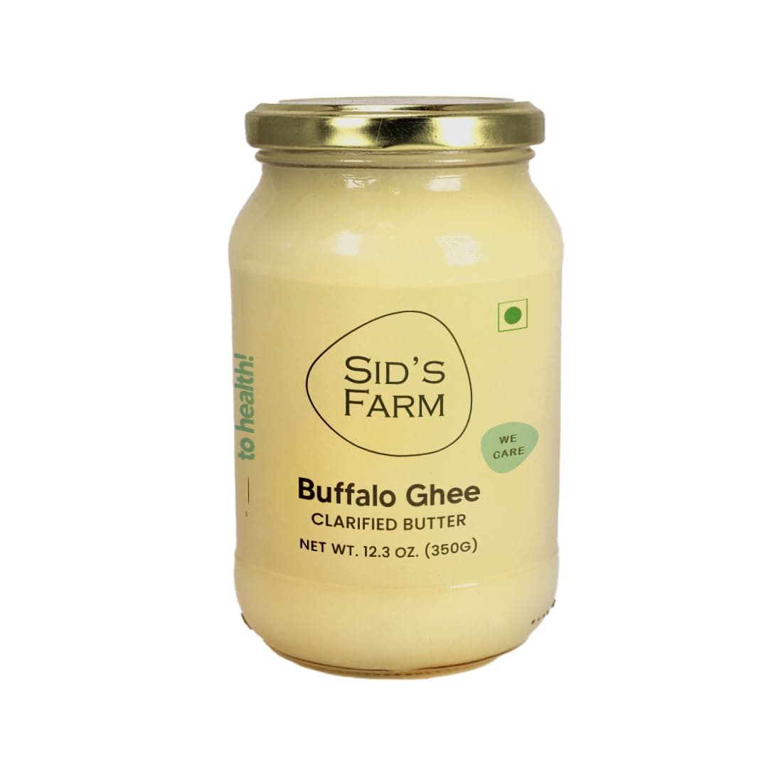 Sid’s Farm Buffalo Ghee | 12.3 Oz (350g) | Aromatic and Granular | Made With Safe Tested Milk | Free From Induced Hormones and Preservatives | USDA, FSSAI, ISO, APEDA Certified
