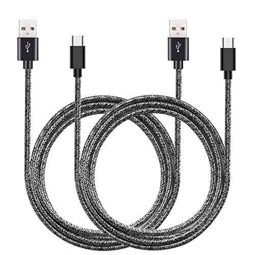 [2 Pack] Galaxy S9 Charging Cable 6.6 Feet Fast Charge, USB Type C Cable Durable Braided USB C Charger Cord Compatible Samsung S8 S9 S10 Plus Note 8 9,LG G7 G6 V30,Google Pixel 3 XL, Moto Z3 (Black)