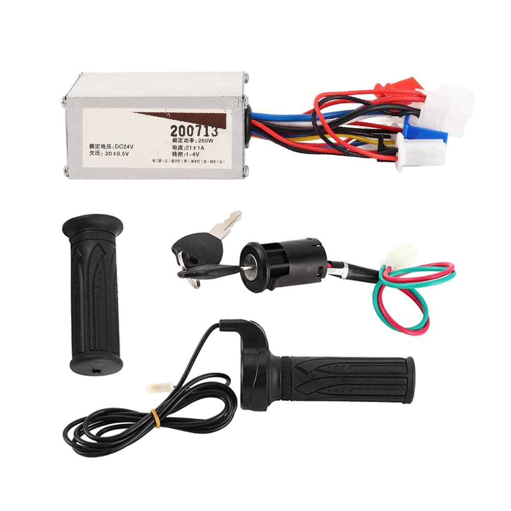 24V 250W Scooter Electric Controller Set, DC Motor Complete Kit Thumb Throttle Grip Multifunction DIY Accessory with Lock Digital E-bike Circuit Motherboard for Bicycle Tricycle Motorcycle Skateboard
