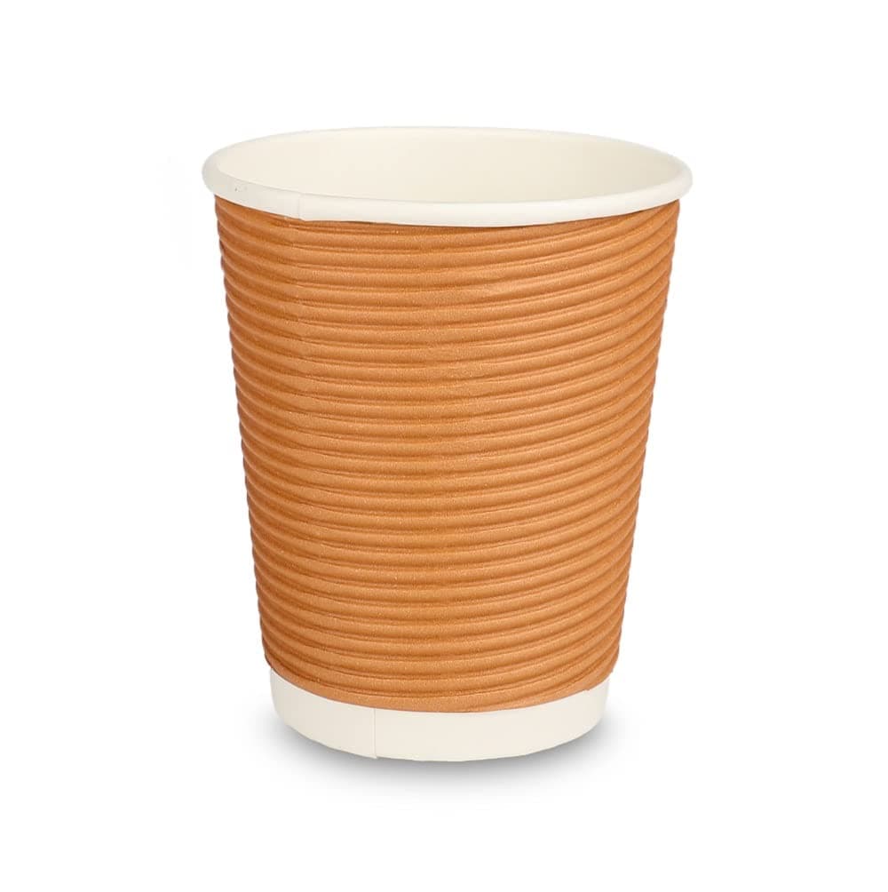 Ripple Paper Disposable Tea / Coffee Cups, Set of 25 pcs, 240 ml - Brown