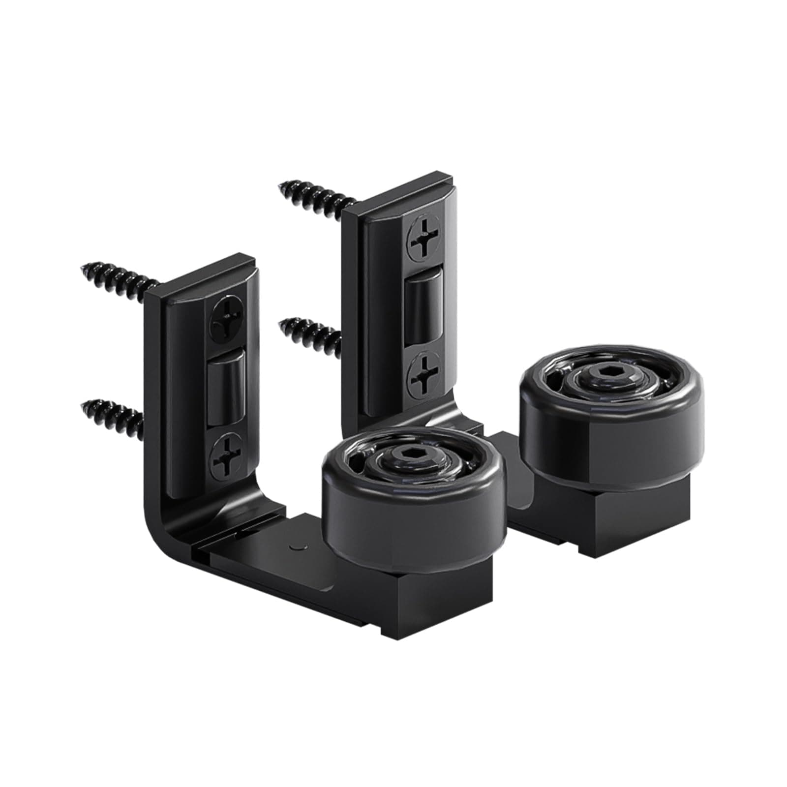 Wolfbird Adjustable Sliding Door Floor Guide, Universal Style,Wall Mounted Barn Door Floor Guide Roller Bottom Bracket, Suitable Door Thickness 2.5cm-6cm, Black（2PCS