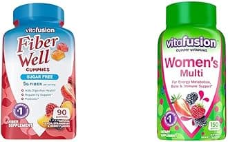 Vitafusion Fiber Well Sugar Free Fiber Supplement & Womens Multivitamin Gummies