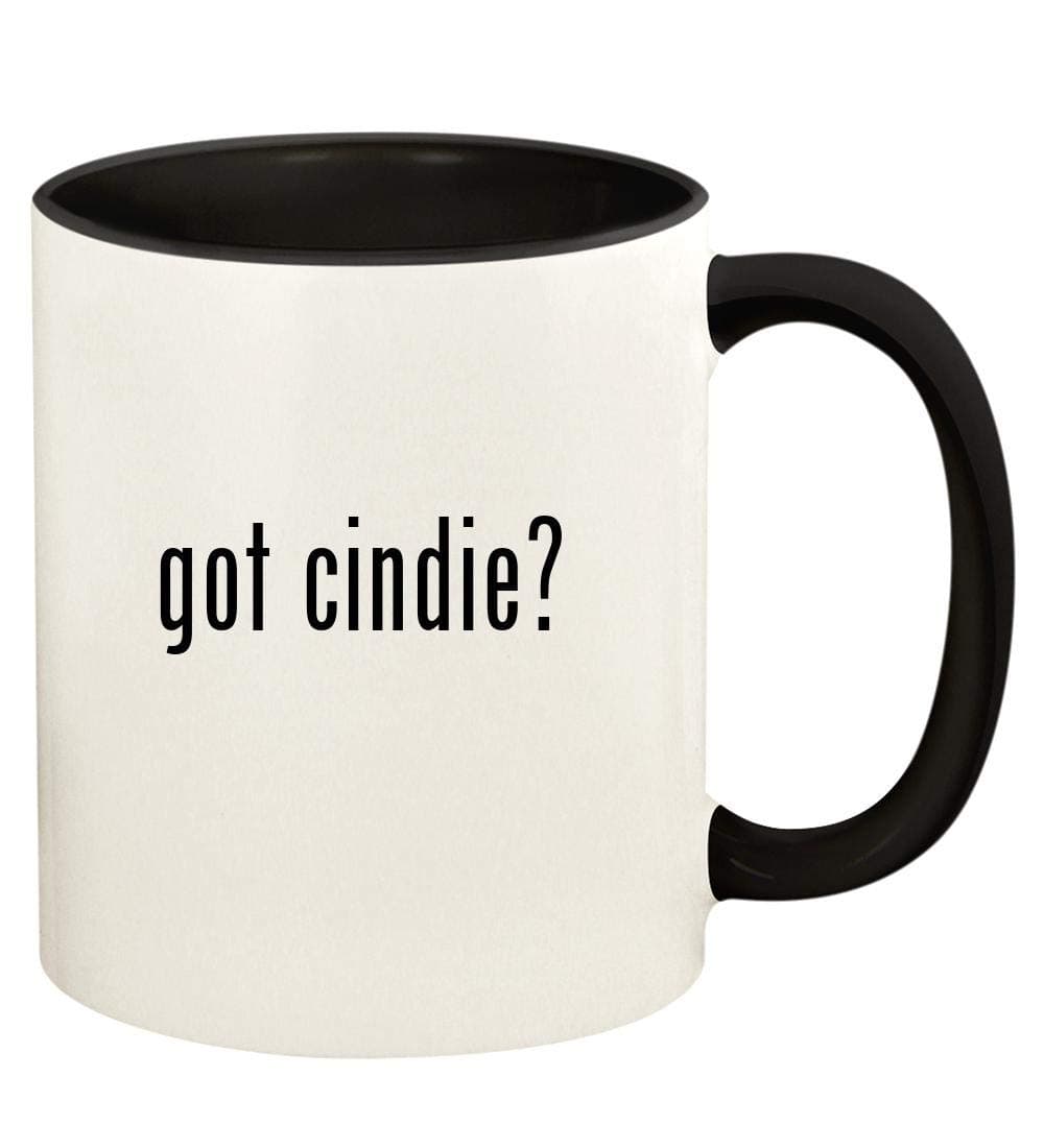 Knick Knack Gifts got cindie? - 11oz Ceramic Colored Handle and Inside Coffee Mug Cup, Black