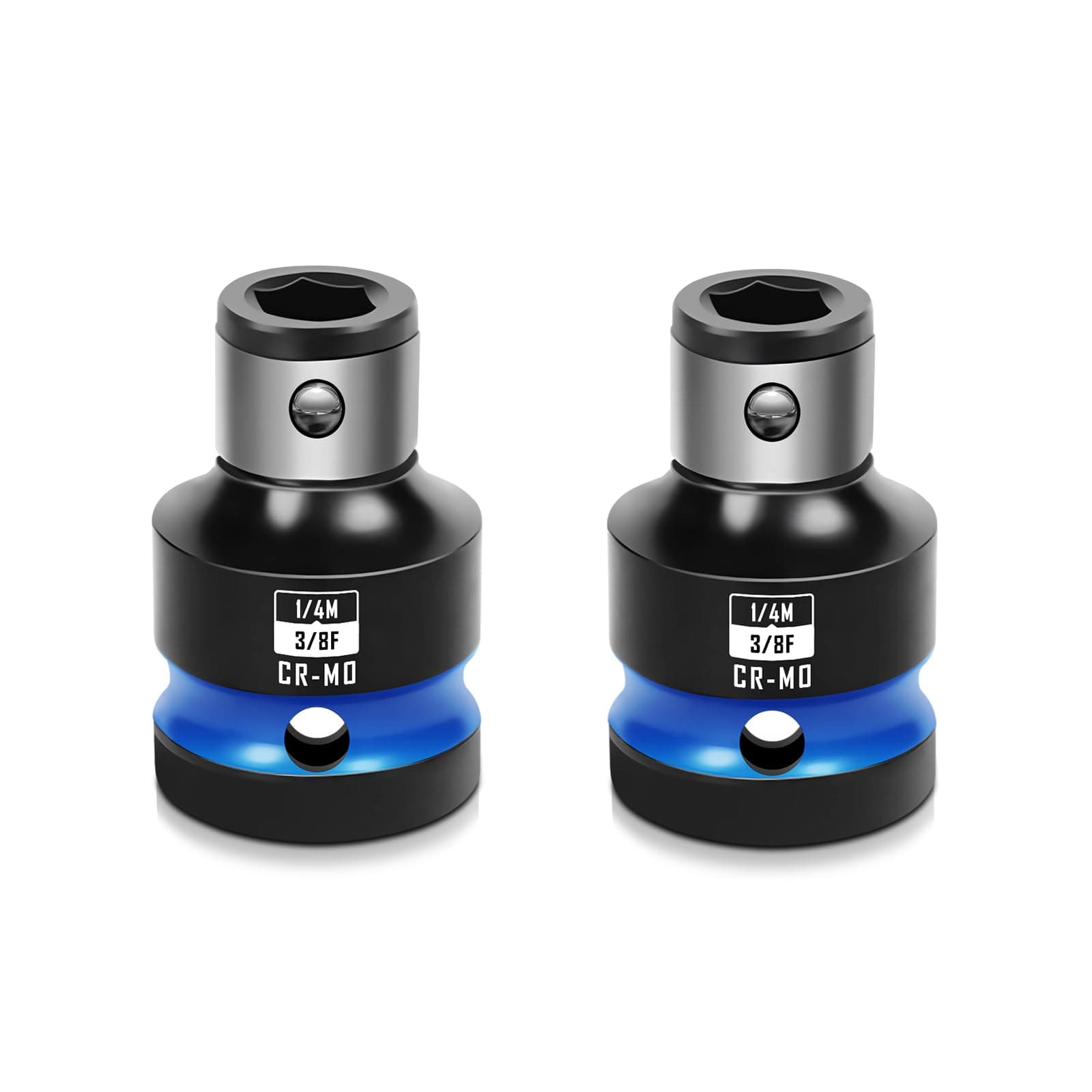 BLACKROBOT 2PCS Impact Bit Holders 3/8 Inch Square Drive to 1/4 Inch Hex Socket Adapter for Impact Wrench