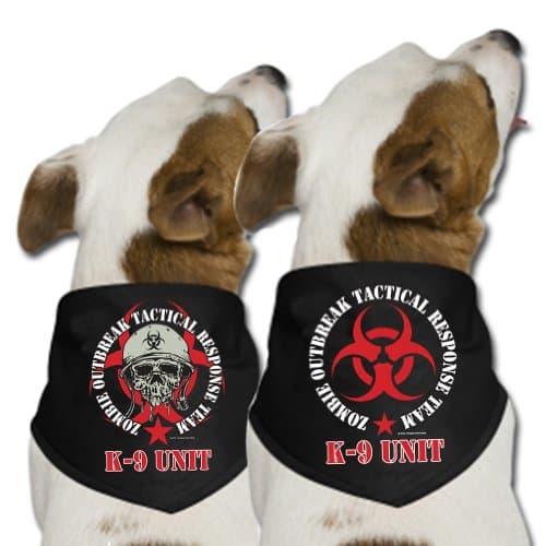 Zombie Tactical Response & Tactical Skull K-9 Unit Dog Bandana 2 Pack by Threads of the Dead. So Keep Calm and Kill Zombies.