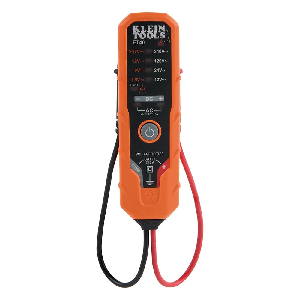 Voltage Tester, AC Voltage, DC Voltage, and DC Polarity, Includes Batteries Klein Tools ET40