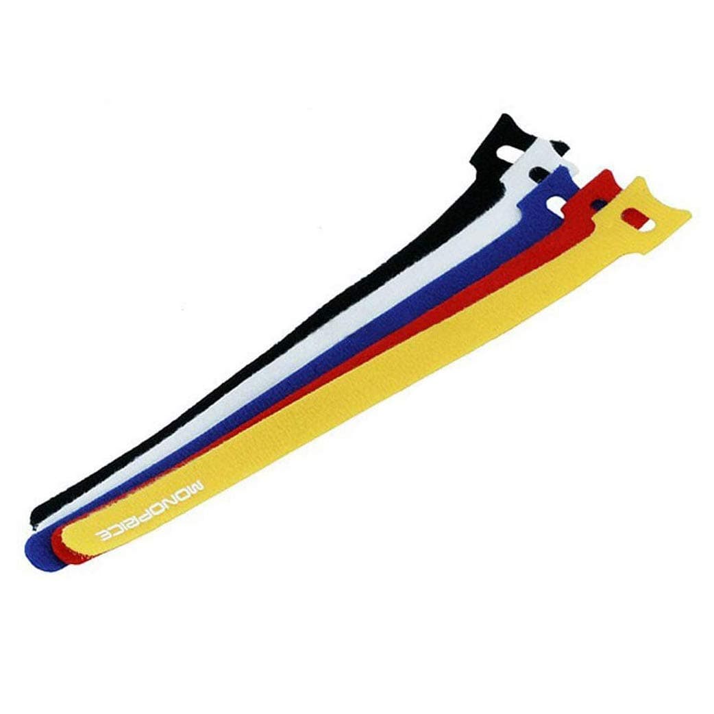 Monoprice 106469 9-Inch Hook and Loop Fastening Cable Ties, 50-Piece/Pack, 5 Colors