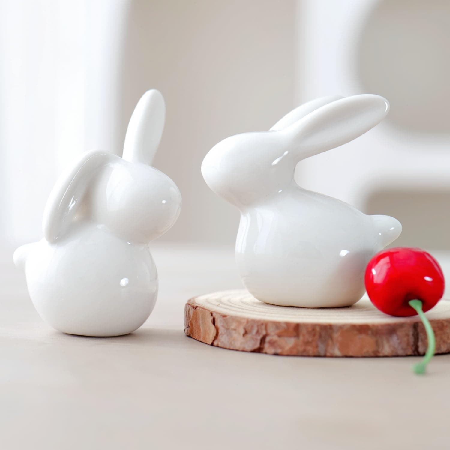 Ceramic Rabbits Easter Bunny Figurine Porcelain Rabbit for Easter Decoration Spring Decoration Gifts Bunny Statues for Home Decor