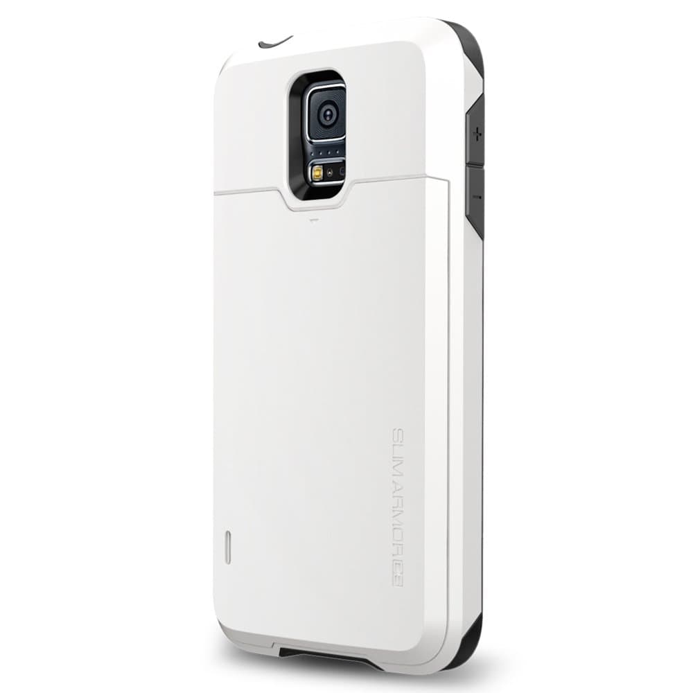 Spigen Slim Armor CS Galaxy S5 Case with Slim Dual Layer Wallet Design and Card Slot Holder for Samsung Galaxy S5 2014 - CS Shimmery White