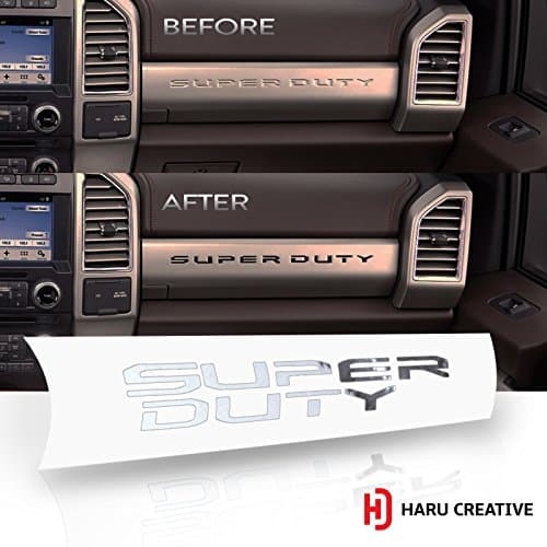 Haru Creative - Dashboard Glove Box Letter Insert Overlay Vinyl Decal Compatible with and Fits 2017 2018 Ford Super Duty F250 F350 F450 - Chrome Silver