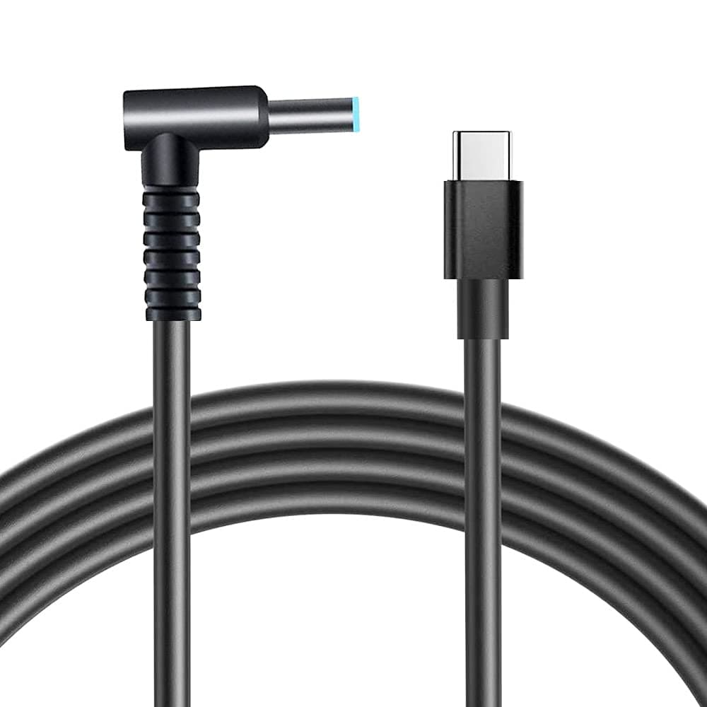 USB C to Smart Blue Tip Charging Cable Adapter for Hp Type-C to 4.5mm Smart Tip Angle Rangle Connector Converter for Hp Stream x360 11 13 14 Envy x360 Chromebook Split 13 X2 1.5m