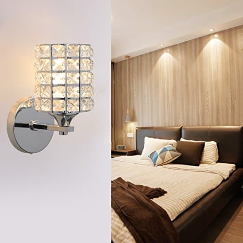 KOONTING Modern Creative Crystal Wall Light, Polished Chrome Wall Lamp Mounted Light Decorative Wall Lighting for DIY Home Decor, Bedroom,Sitting Room, Corridor, Restaurant [Energy Class A+]