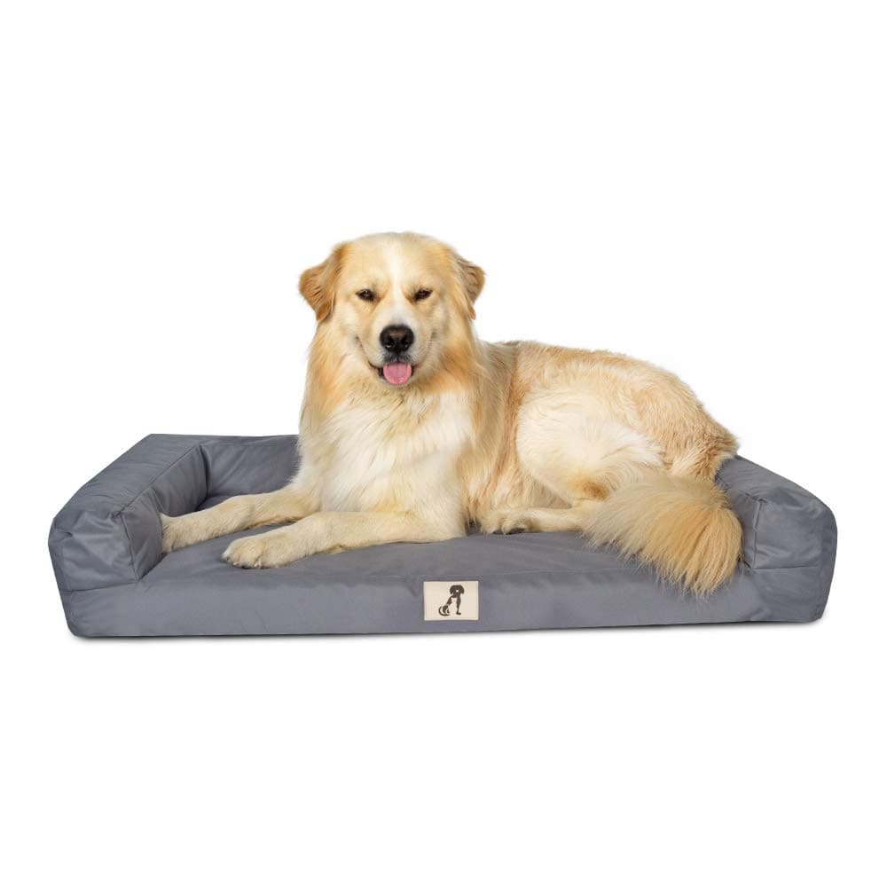 allpetsolutions Orthopaedic Memory Foam Dog Bed Large - Removable Waterproof Machine Washable Hardwearing Scratch Proof Oxford Fabric - Water Resistant Comfy for Home or Crate Grey 101x65x18cm