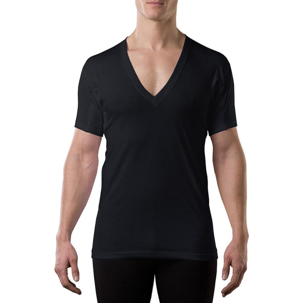 The Thompson Tee Men's Sweatproof Undershirt | Cotton Deep V Neck | Original Fit | with Sweat Pads