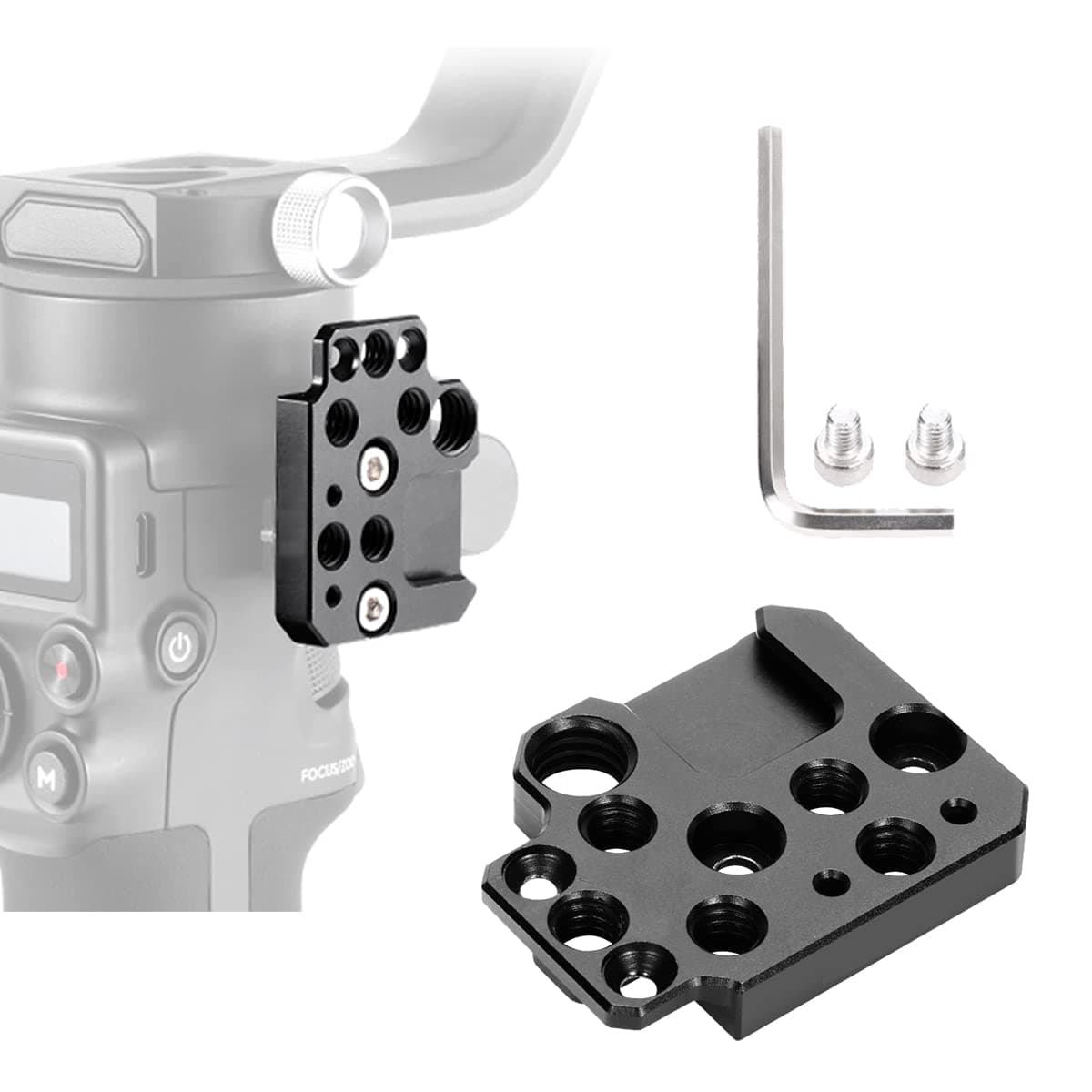 EaxanPic Side Extension Plate Mount for DJI Ronin S/SC/RS2/RSC2,Monitor Holder Mount with 1/4 3/8 Threaded Holes Cold Shoe Mount, Stabilizer Extension Plate for Video Light, Microphone, Monitor