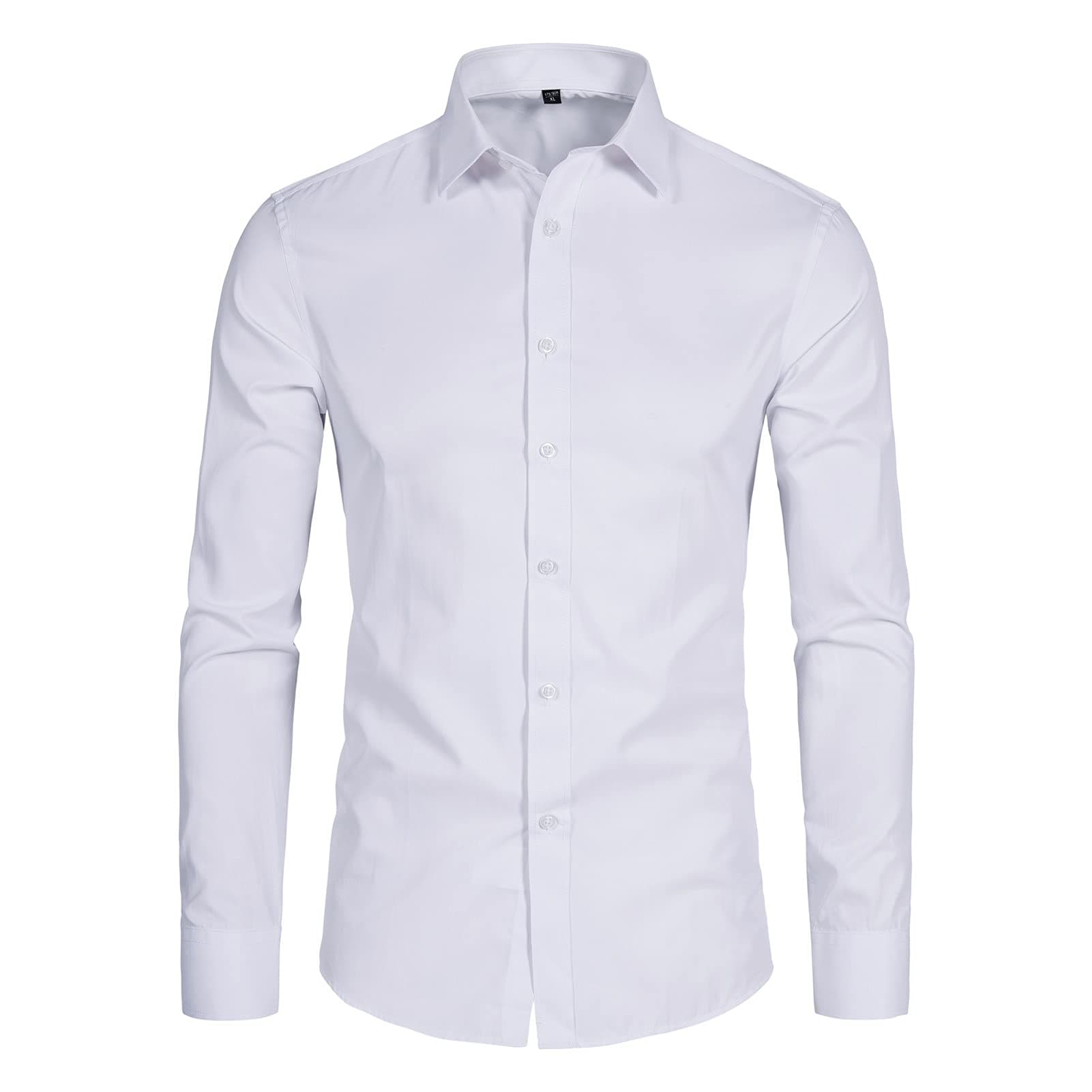 - Men's Long Sleeve Button Up Shirts Solid Slim Fit Casual Business Formal Dress Shirt