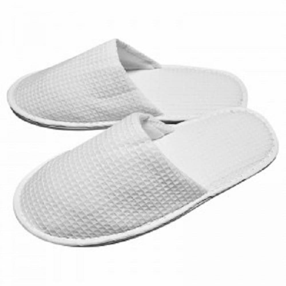 RPT SHL - White Waffle Closed Toe Slippers