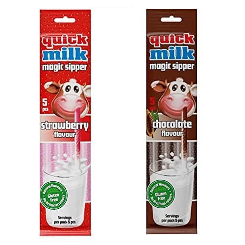 Lupsty Quick Milk Magic Sipper Straw Combo Pack, Strawberry, Chocolate, Guten Free 30 G Pack Of 2,Bar