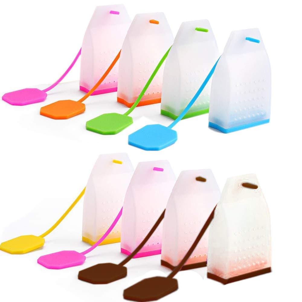 8 Pack Silicone Tea Infuser, KEKU Reusable Safe Loose Leaf Tea Bags Strainer Filter with(Random Color)