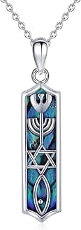 Jewish Necklace Sterling Silver Messianic Seal Mezuzah Pendant Necklace Protection Hanukkah Jewelry Gifts for Women Men