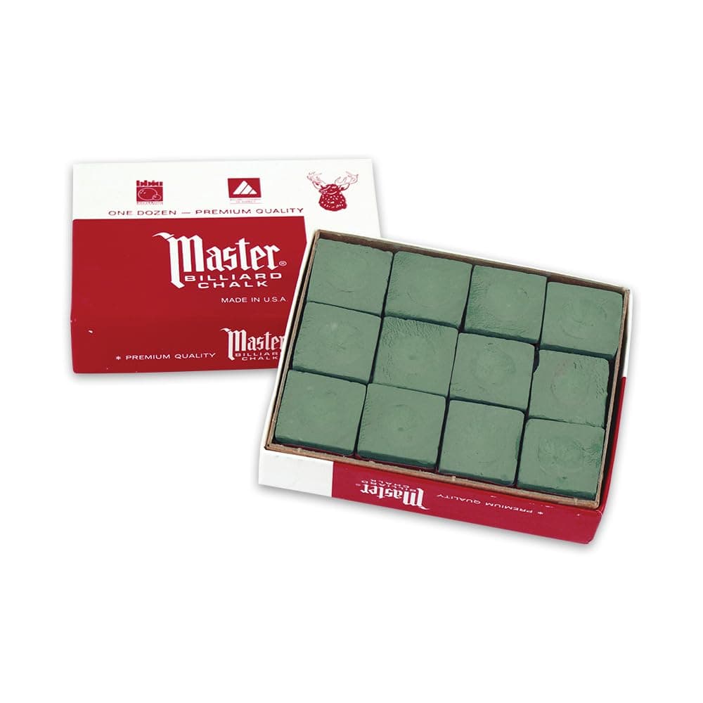 Master Billiard/Pool Cue Chalk Box, 12 Cubes, Spruce