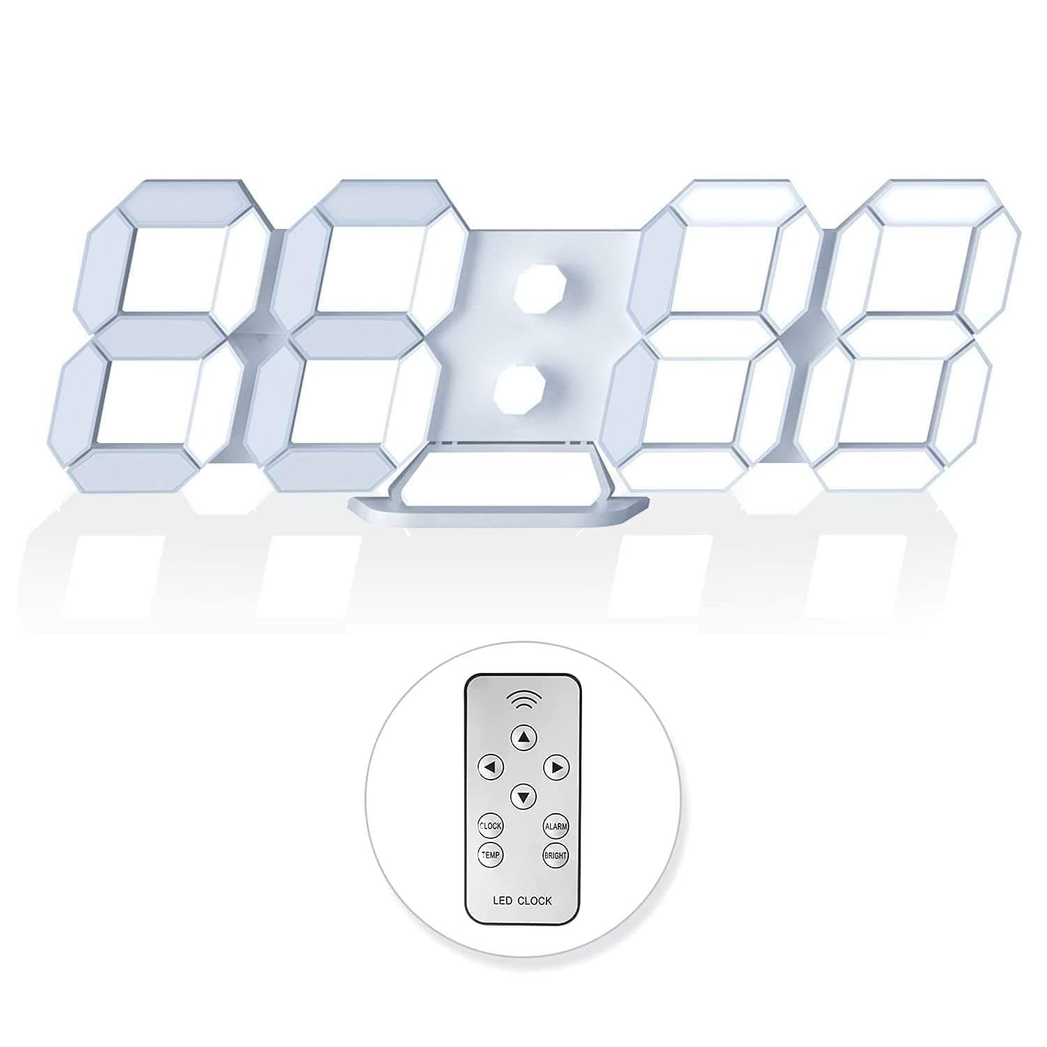 3D LED Digital Wall Clock/Desk Alarm Clock with Remote Control for Kitchen Bedroom Office, 9.7" LED Night Light Decor Clock Adjust Brightness 12H/24H Time Date Temperature, Great Gift