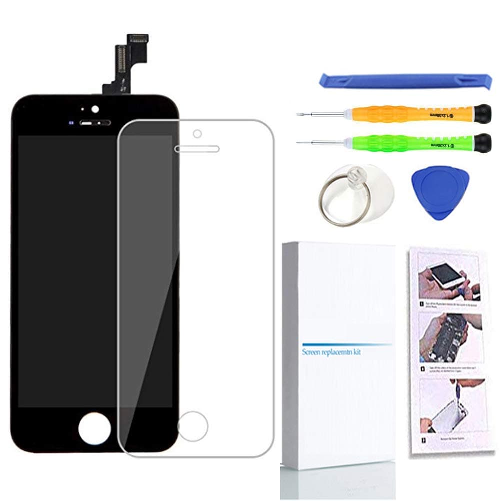 for iPhone SE LCD Display Touch Screen Digitizer Replacement with Repair Kit, Compatible with Model A1723, A1662, A1724 (Black)