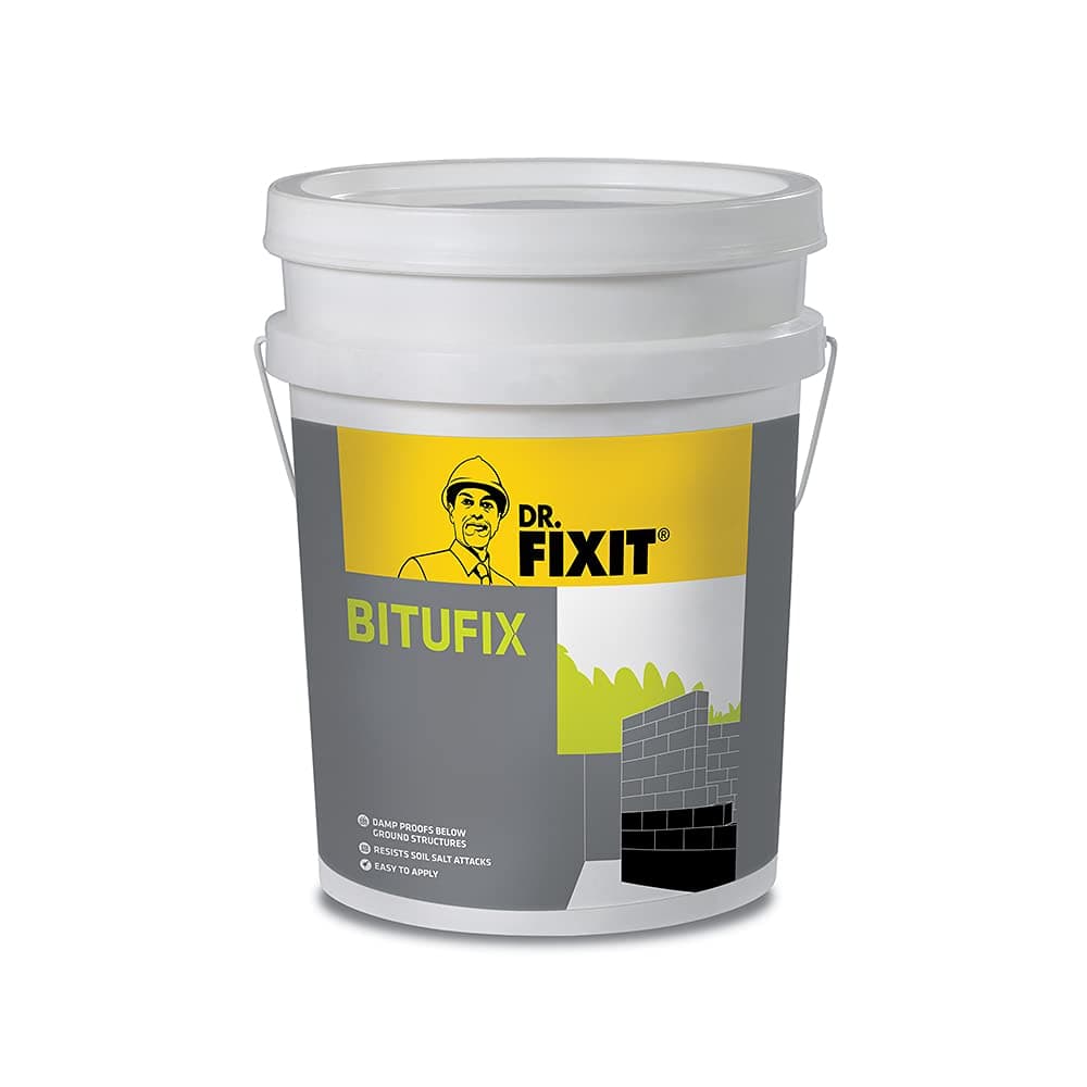 - BITUFIX, Below Ground Waterproofing - 20 KG, for Damp Proofing course like Footing, Masonry Wall, Neck Columns, and Plinth Beam & DPC. Resist Salt Attacks.