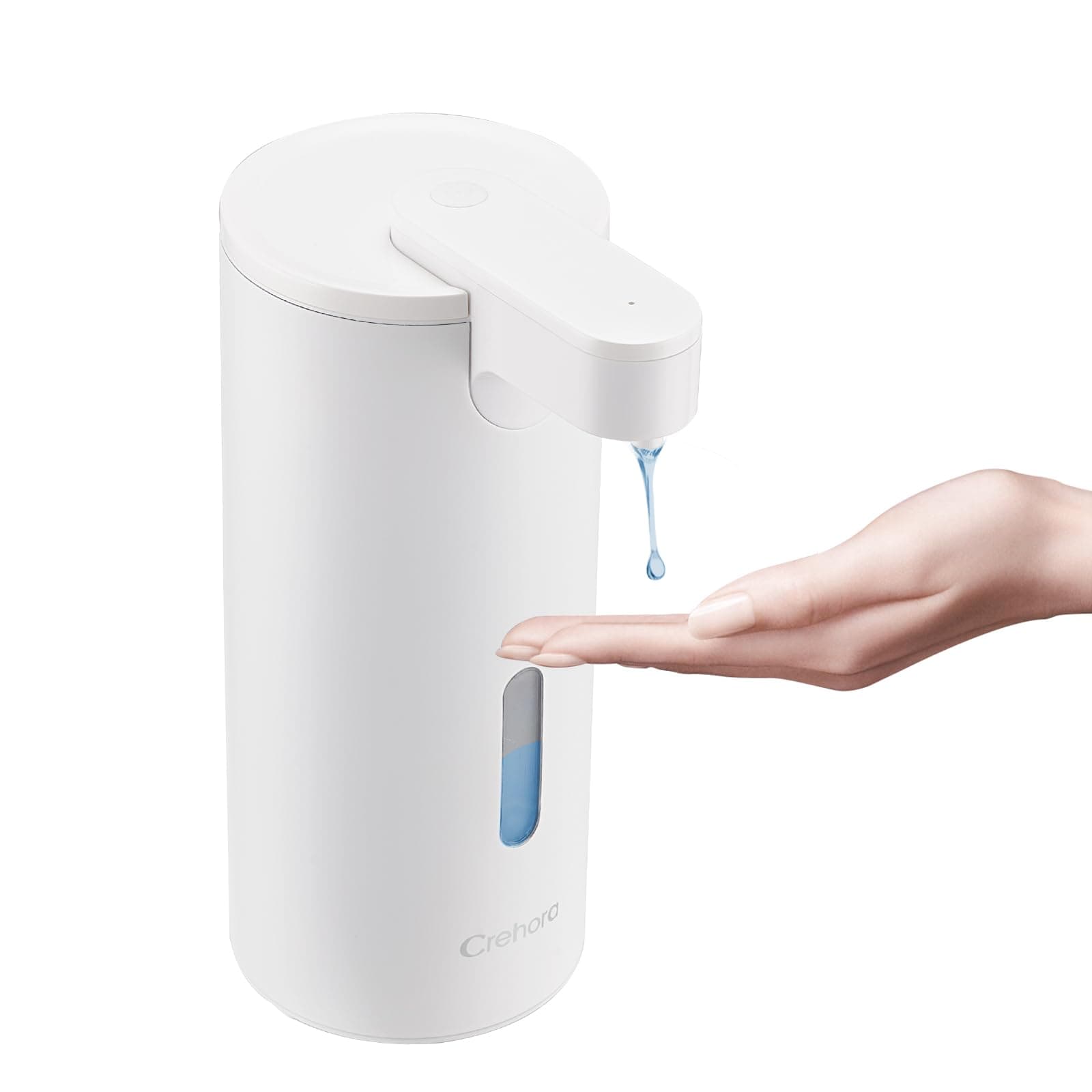 Automatic Soap Dispenser, Automatic Liquid Soap Dispenser Touchless, 12oz/340ml, 3-Level Adjustable, Battery Operated, Water-Resistant for Bathroom, Kitchen, and School, Clog-Free, White