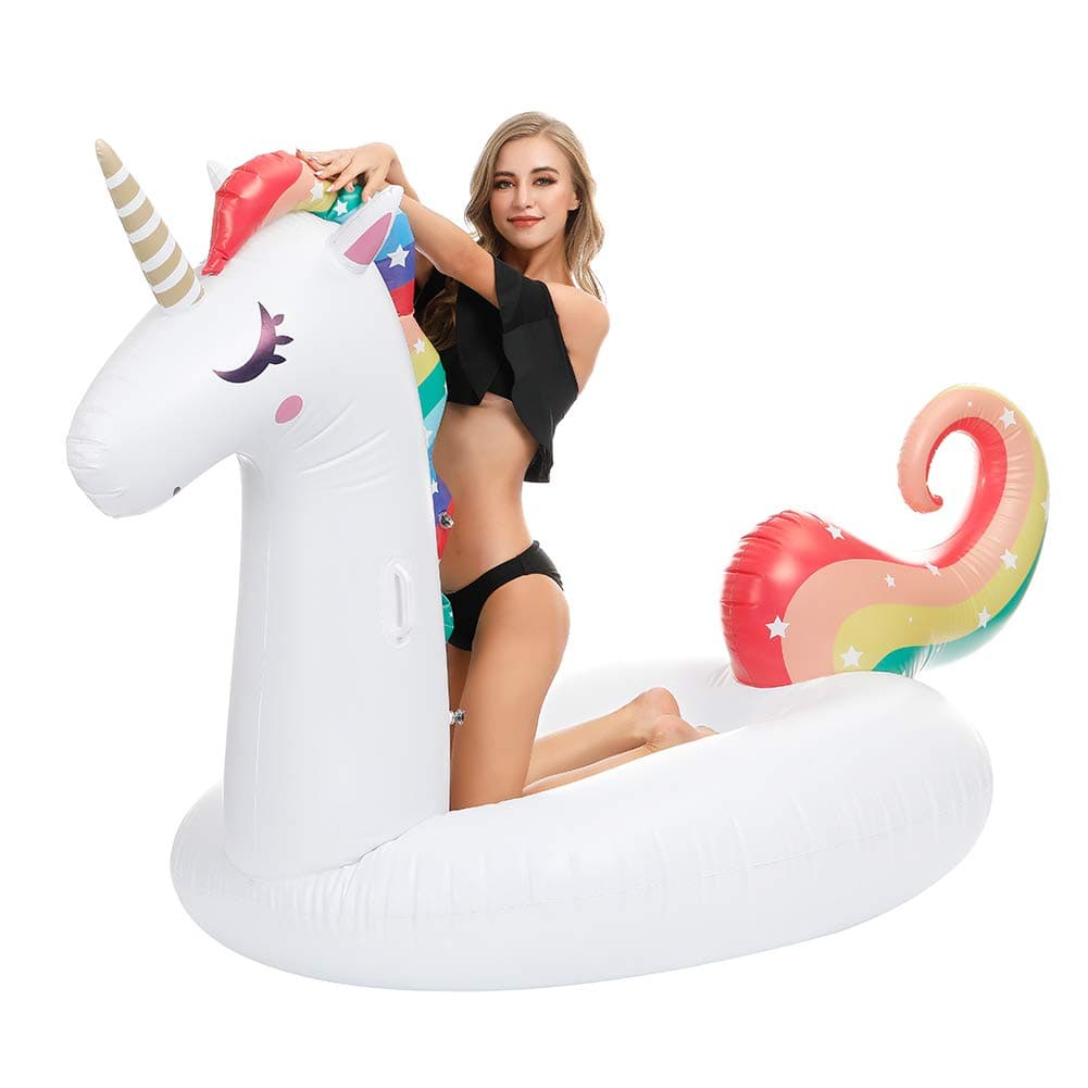 Nonrahy Giant Inflatable Unicorn Pool Float,Inflatable Pool Floats Raft Ride On Pool Lounger for Adults and Kids (XL-275*140*120cm)