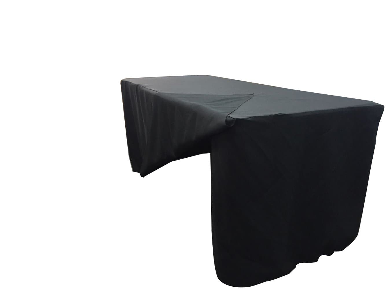 Black 6ft Fitted Rectangular 3 sided Tablecloth with Flap