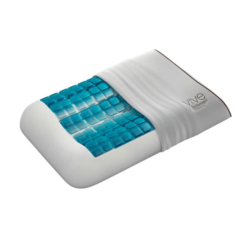 Technogel Ergonomically-Curved Anatomic Vive Polyurethane Gel and Memory Foam Pillow with Removable Cashmere Cover