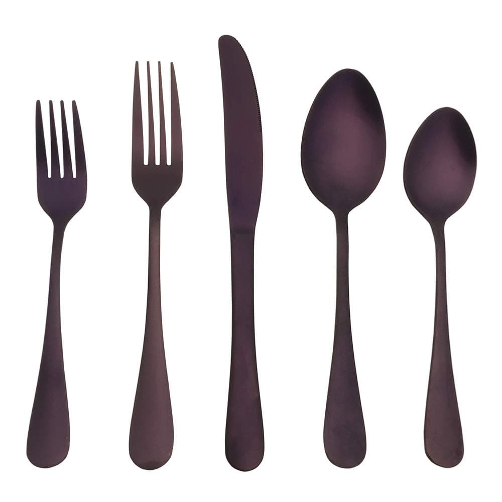 Kingware Home Purple Silverware Flatware Cutlery Set,18/0 Stainless Steel Utensils 20-Piece Service for 4,Include Knife/Fork/Spoon,Matte Polished,Dishwasher Safe(Purple)